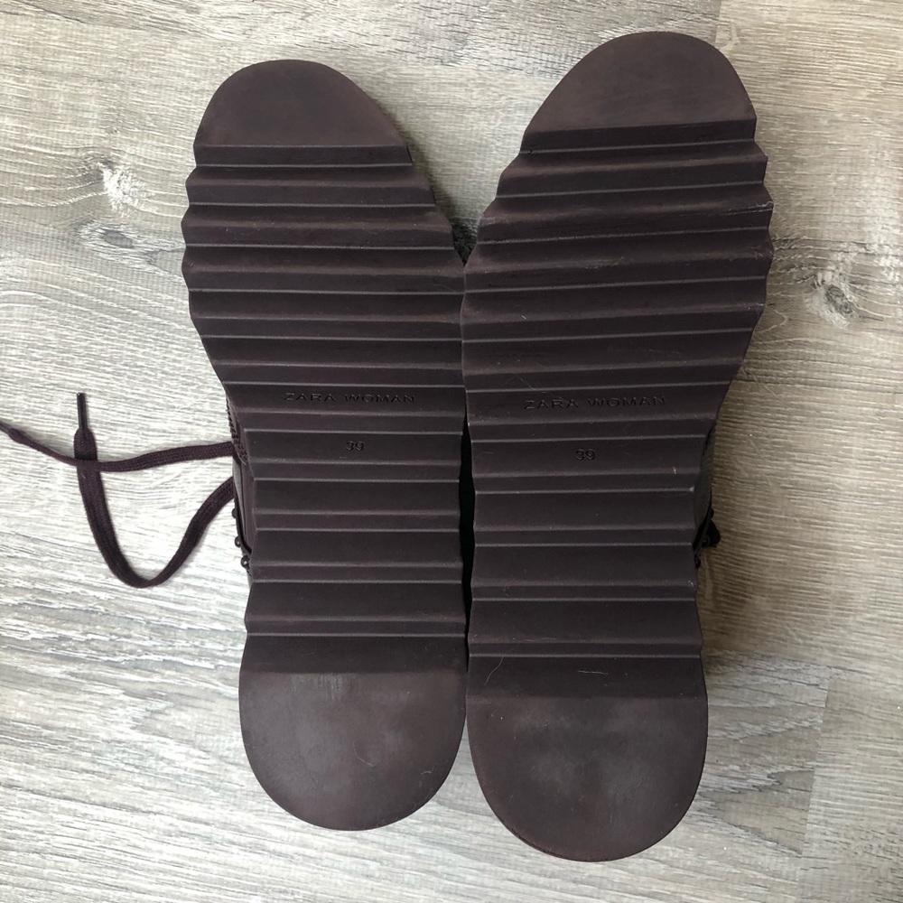 Zara Woman Plum Patent Leather Oxford Platform - Picture 8 of 8